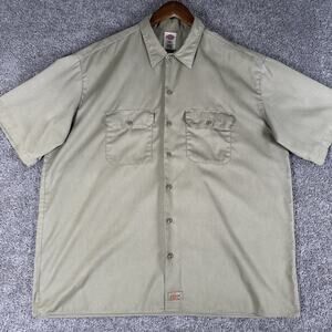 Dickies Shirt Mens 2XL Tan Mechanic Workwear Cotton Blend S/S Lightweight